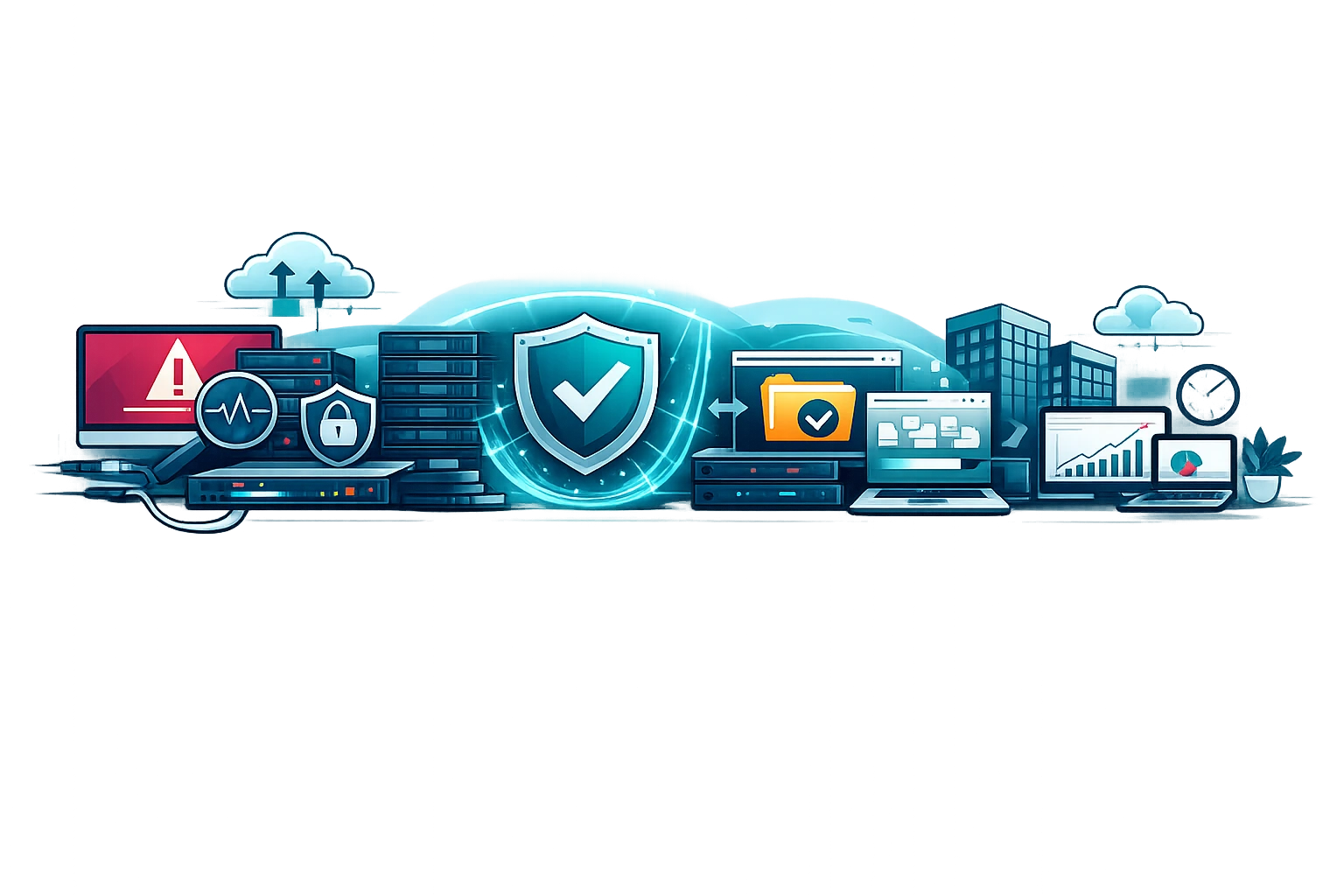 Ransomware recovery illustration for managed IT support in Canada