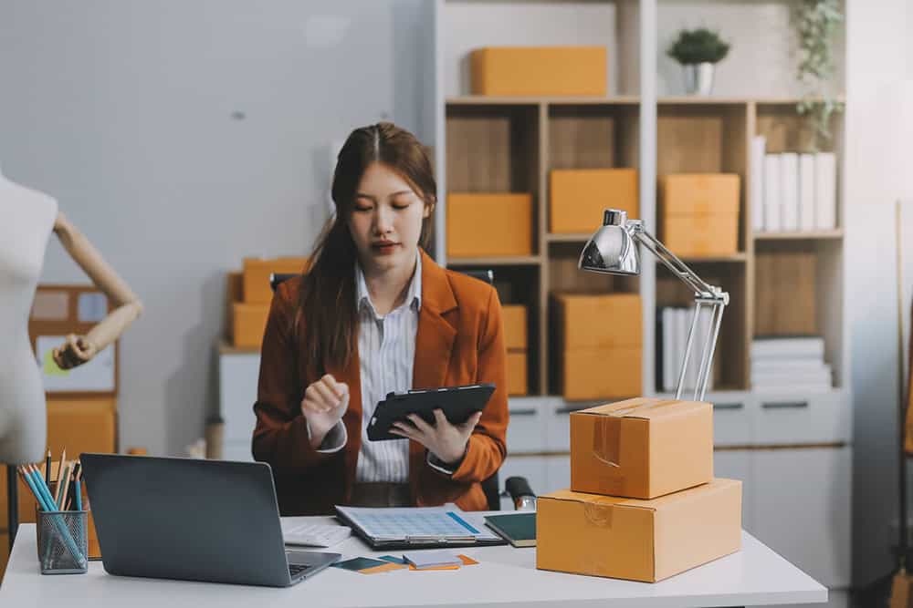 small business owner on a tablet