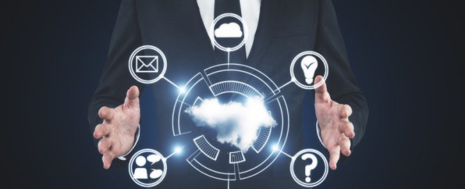 businessman and cloud interface